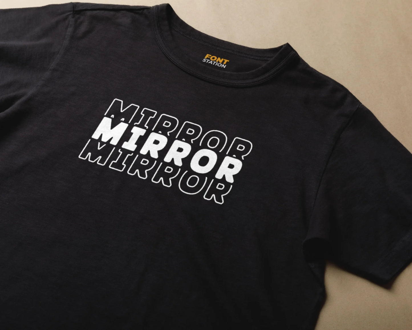 Sublimated T-Shirt with Stacked Font Typography - Fashionable Apparel Displaying Stylish Lettering