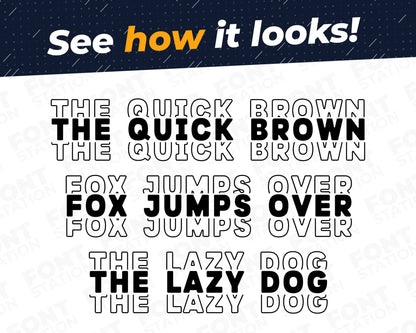 A complete showcase image of the Stacked font, featuring the text 'The quick brown fox jumps over the lazy dog' to display every letter of the alphabet.