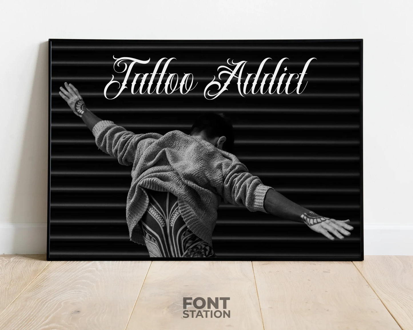 Tattoo Shop Font Display on Frame - Typography Presentation