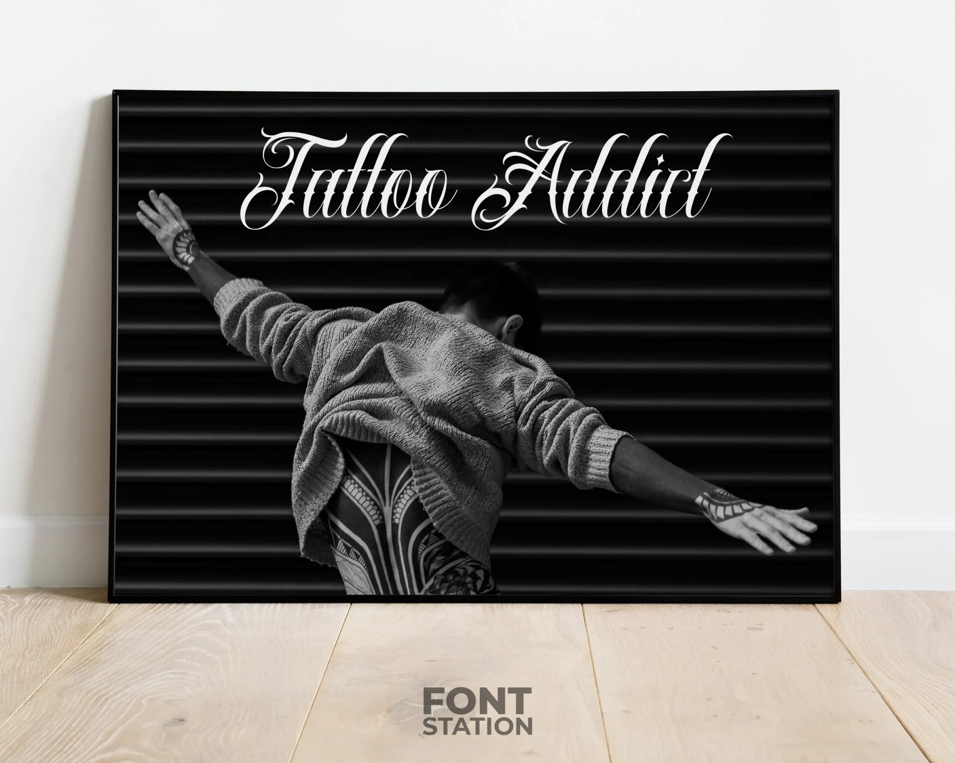 Tattoo Shop Font Display on Frame - Typography Presentation