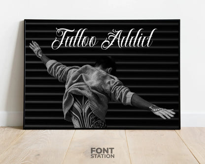 Tattoo Shop Font Display on Frame - Typography Presentation