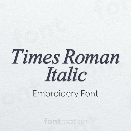 Main image of the Times Roman Italic embroidery font created by FontStation.