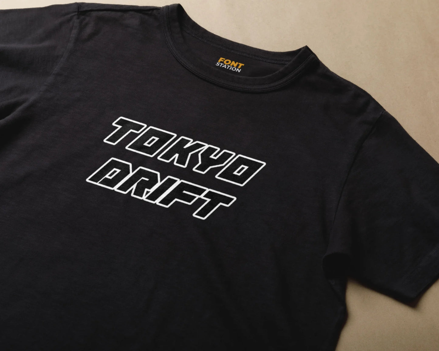 Sublimated T-Shirt with Tokyo Drift Font Typography - Fashionable Apparel Displaying Stylish Lettering