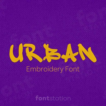 Main image of the Urban embroidery font created by FontStation.