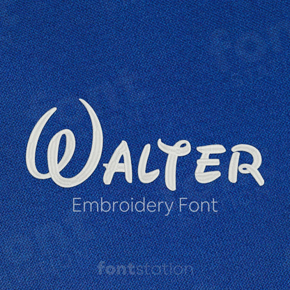 Main image of the Walter embroidery font created by FontStation.