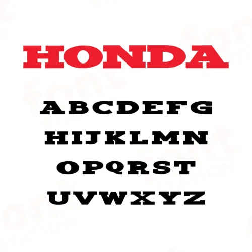 Image showing all characters available in the Honda font created by FontStation.