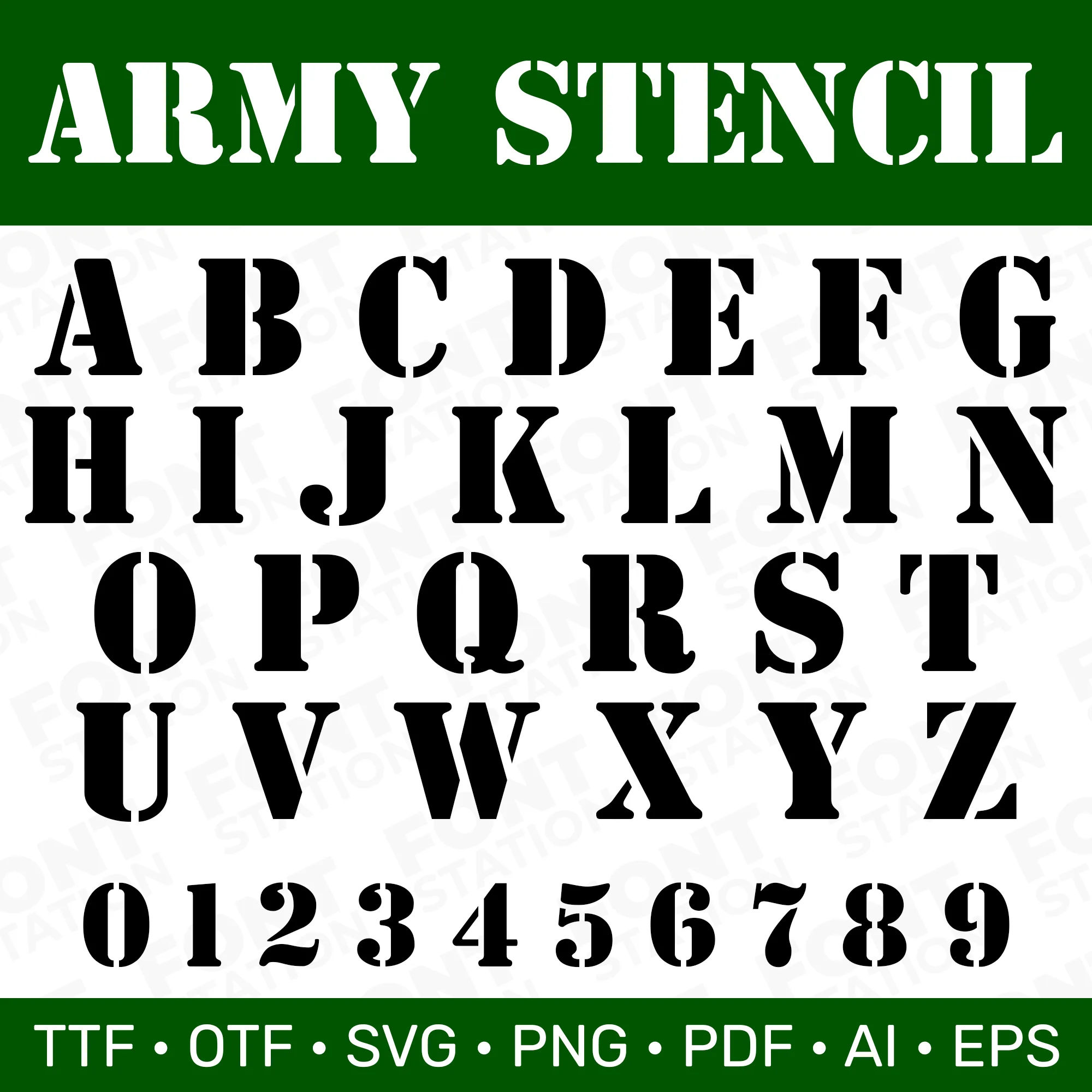 Army Stencil Font - Military Veteran Font - Instant Download