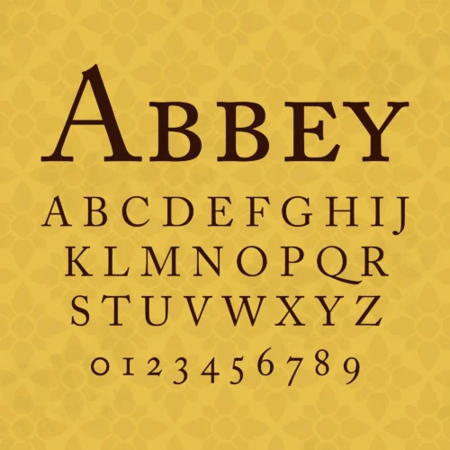 Image showing all characters available in the Downton Abbey British Vintage Royal Series font created by FontStation.