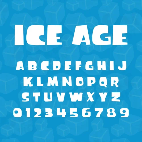 Image showing all characters available in the Ice Age Mammoth Sid Animated Movie font created by FontStation.