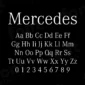 Image showing all characters available in the Mercedes Car font created by FontStation.