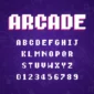 Image showing all characters available in the Arcade Gaming font created by FontStation.