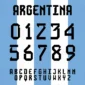 Image showing all characters available in the Argentina Soccer Jersey font created by FontStation.