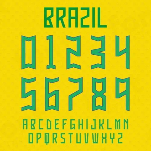 Image showing all characters available in the Brazil Jersey font created by FontStation.