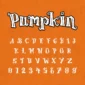 Image showing all characters available in the Pumpkin font created by FontStation.