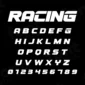 Image showing all characters available in the Racing Car font created by FontStation.