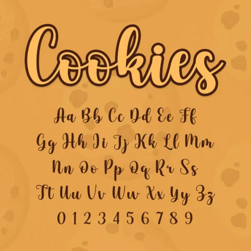 Image showing all characters available in the Sweet Cookies font created by FontStation.