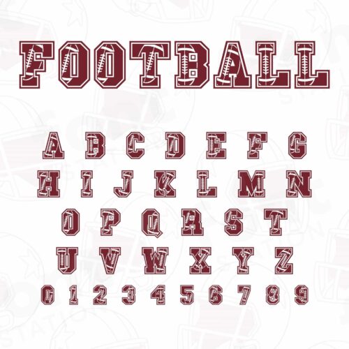 Image showing all characters available in the Football Varsity font created by FontStation.