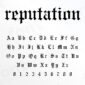 Image showing all characters available in the Reputation font created by FontStation.