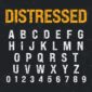 Image showing all characters available in the Distressed font created by FontStation.