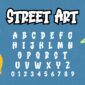Image showing all characters available in the Street Art font created by FontStation.