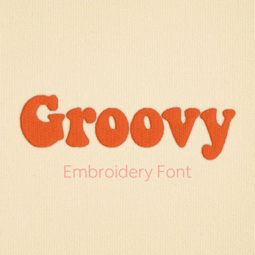 Main image of the Groovy embroidery font created by FontStation.