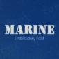 Main image of the Marine embroidery font created by FontStation.