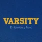 Main image of the Varsity embroidery font created by FontStation.